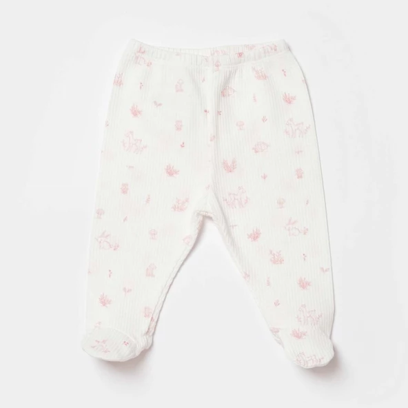 Bibaby Biorganic Waffle Deer And Bird Patikli Pantolon 57896 Ekru Rose