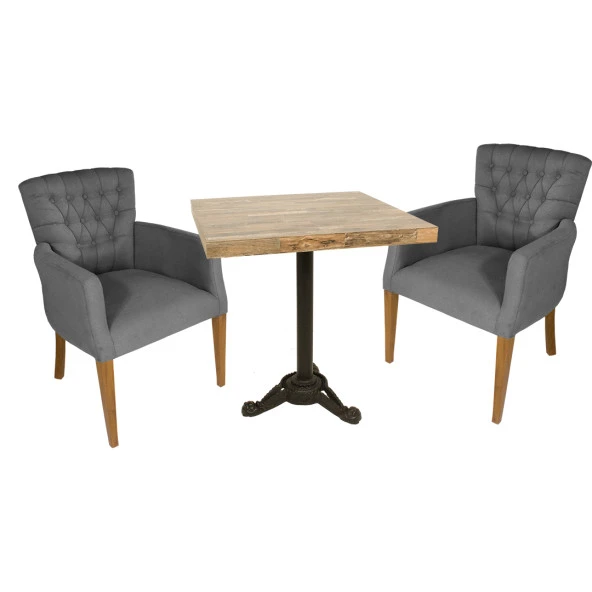 Çipa Laminat Kare - Kapitoneli Berjer Fiskos Seti - Füme