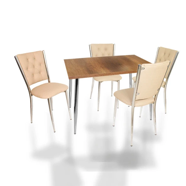 Manolya Kapitoneli Mutfak Masa Takımı (Deri) - Kapiçino