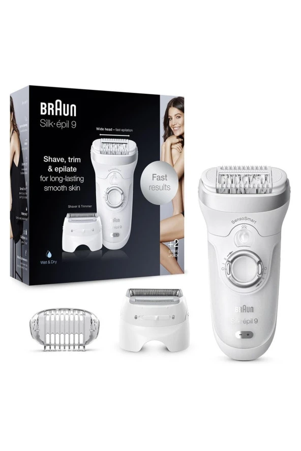 Braun Silk-épil 9 9705 Sensosmart, Kablosuz, Islak&kuru, 3 Ek Parçalı, 2'si 1 Arada Epilatör