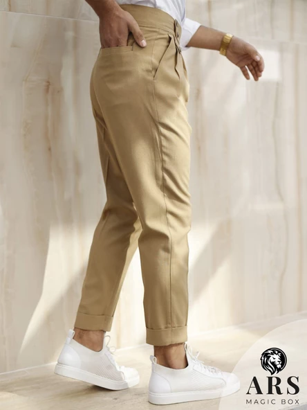 ARS MAGİC BOX YENİ SEZON PAMUK BAGGY ÇİFT PİLELİ RAHAT KESİM VE METAL TOKALI STANDART BOY PANTALON - 8