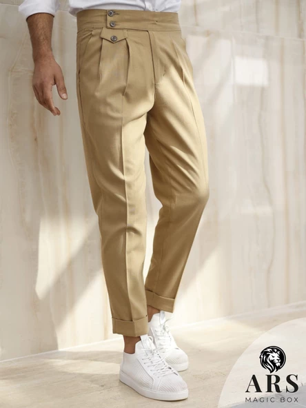 ARS MAGİC BOX YENİ SEZON PAMUK BAGGY ÇİFT PİLELİ RAHAT KESİM VE METAL TOKALI STANDART BOY PANTALON - 9