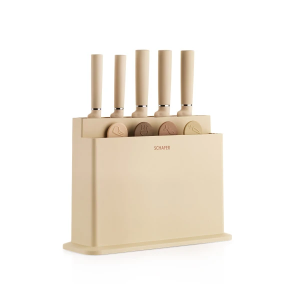 Schafer Forge Kesme Tahtası/Bıçak Seti 10 Parça-Krem - 5