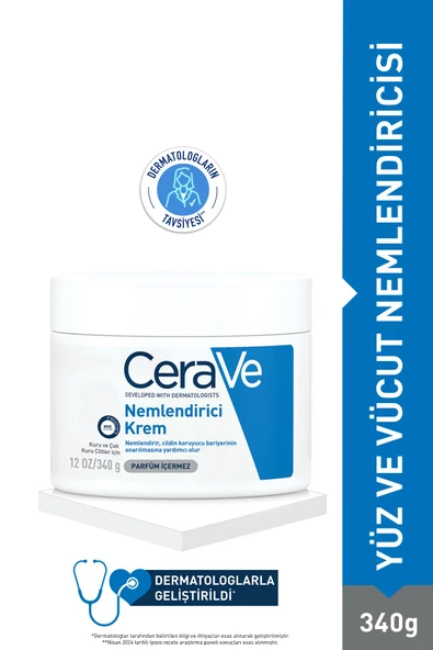 CeraVe Nemlendirici Yüz Ve Vücut Kremi-Kuru Ciltler İçin Seramid Ve Hyalüronik Asit İçerikli 340gr