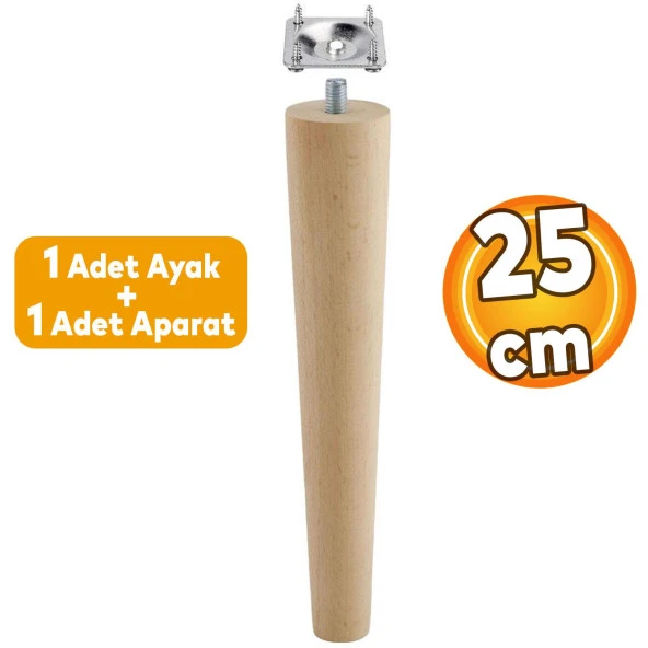 Ahşap Sehpa Masa Puf Tabure Tv Ünitesi Ayağı Ayakları M8 Civatalı 25 cm + Bağlantı Aparatlı