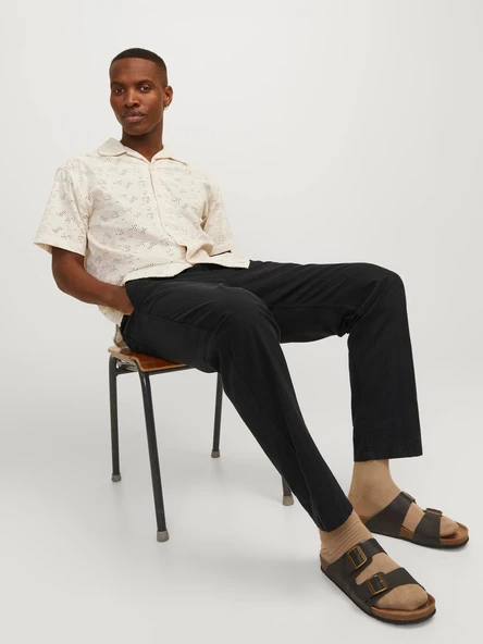 JACK JONES Erkek Rahat Kesim Keten Pantolon 12248606 - Resim 6