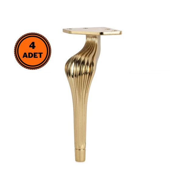 4 Adet Ottoman Lüx Metal Ayak 21 cm Altın Mobilya Koltuk Ayağı