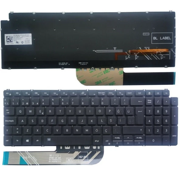 Dell G15 5510, G15 5511 Notebook Klavyesi Siyah TR / ışıklı