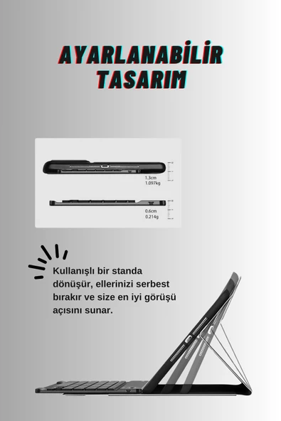 Qpen iPad Pro 9.7 inç  Uyumlu Klavyeli Tablet Kılıfı - Resim 10