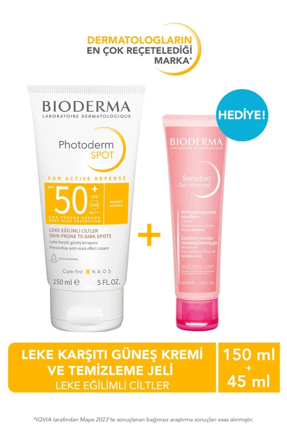 Photoderm SPOT SPF50+ Leke Karşıtı Güneş Kremi & Sensibio Temizleme Jeli 45 ML