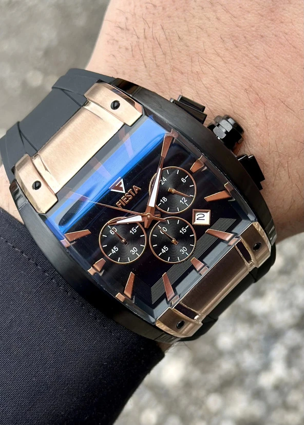 Fiesta Siyah Çelik Kasa Erkek Kol Saati - Resim 6