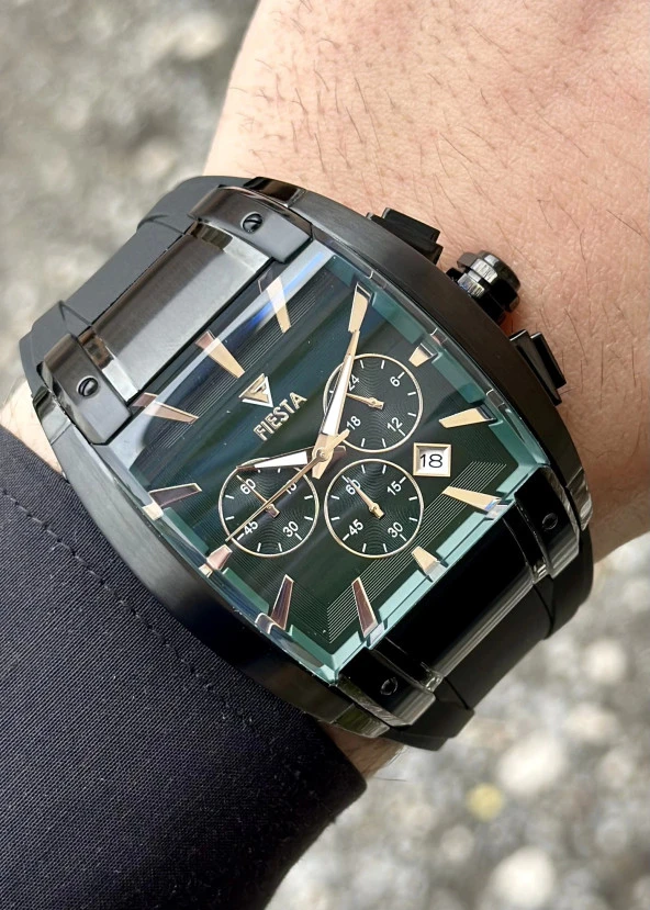 Fiesta Yeşil Çelik Kasa Erkek Kol Saati - Resim 5
