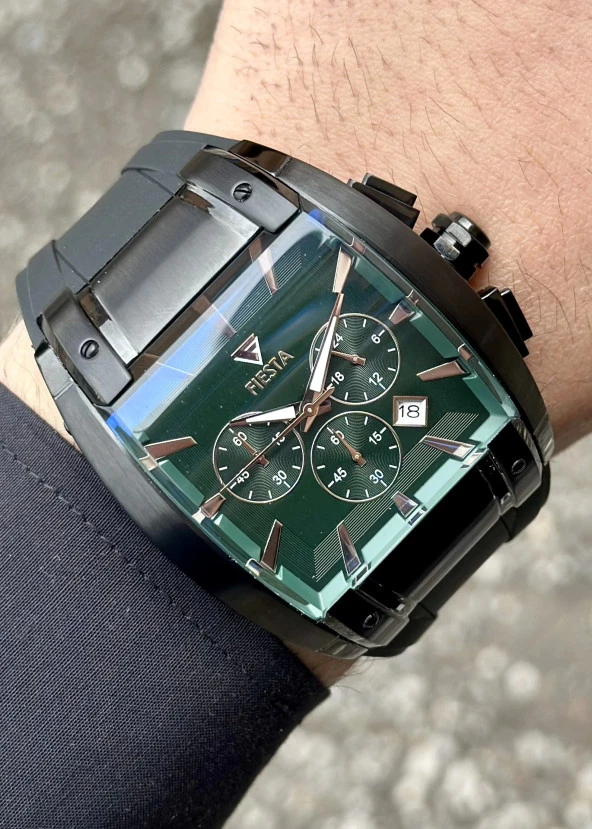 Fiesta Yeşil Çelik Kasa Erkek Kol Saati - Resim 8