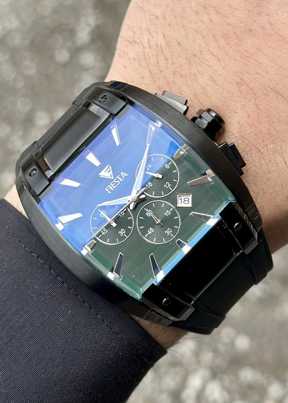 Fiesta Yeşil Çelik Kasa Erkek Kol Saati - Resim 9