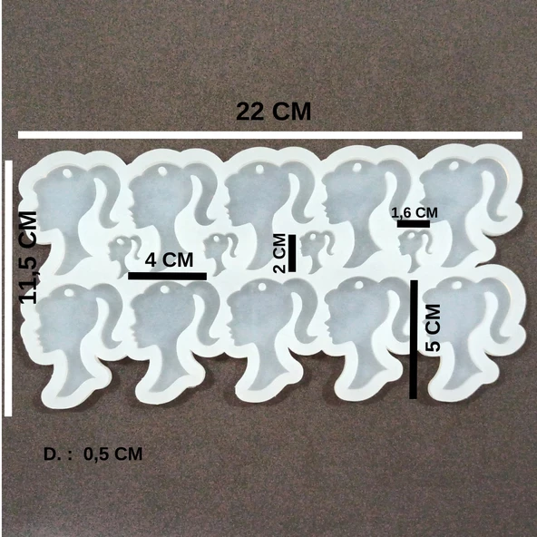 EPOKSİ REÇİNE SİLİKON KALIP ÇOKLU BARBİE SİLÜET ANAHTARLIK KÜPE  ÇOK AMAÇLI MUHTELİF KALIP HB15075