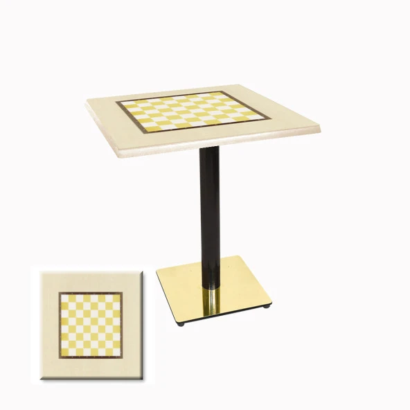Karanfil Werzalit Gold Kare Masa 70x70 - Santranç Krem