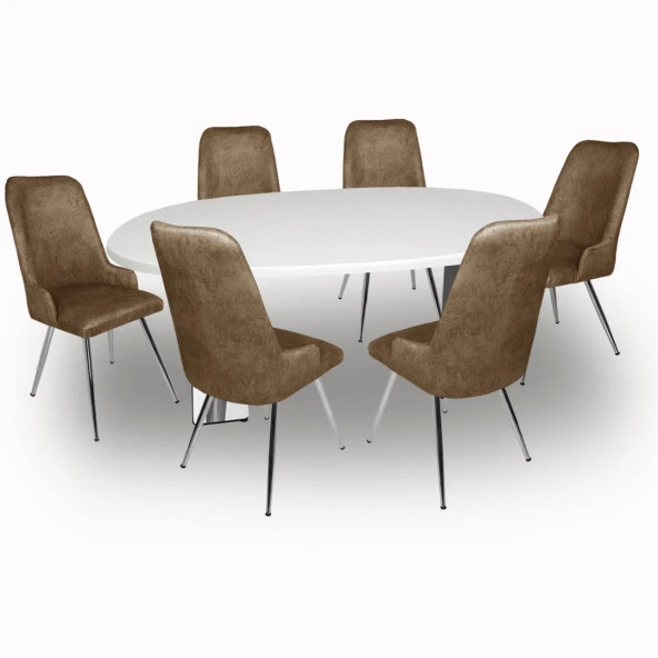 Karanfil Gold Werzalit - Çırağan Gold Masa Takımı (94x146) - Beyaz - Kahve ürün görseli 1