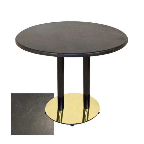 Karanfil Gold Mega Werzalit Yuvarlak Mutfak Masası (107cm) - (Grey Marble)