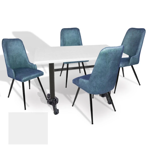 Çipa Werzalit - Çırağan Mutfak Masa Takımı (80X120) - (Beyaz - Mavi) ürün görseli 1