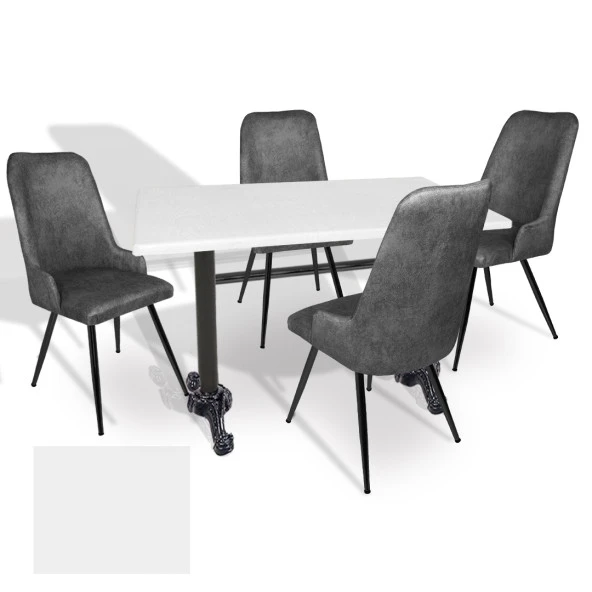 Çipa Werzalit - Çırağan Mutfak Masa Takımı (80X120) - (Beyaz - Füme) ürün görseli 1