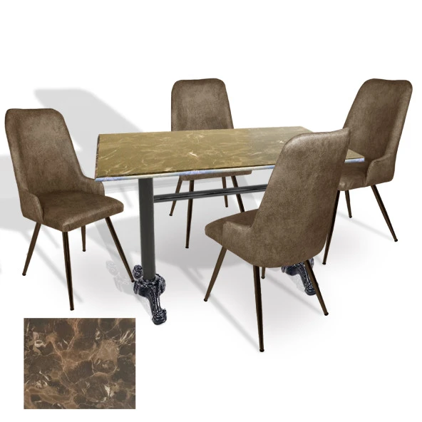 Çipa Werzalit - Çırağan Mutfak Masa Takımı (70x120) - (Karacabey Mermer - Kahve) ürün görseli