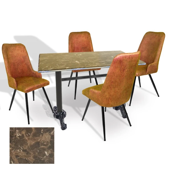 Çipa Werzalit - Çırağan Mutfak Masa Takımı (70x120) - (Karacabey Mermer - Kiremit) ürün görseli