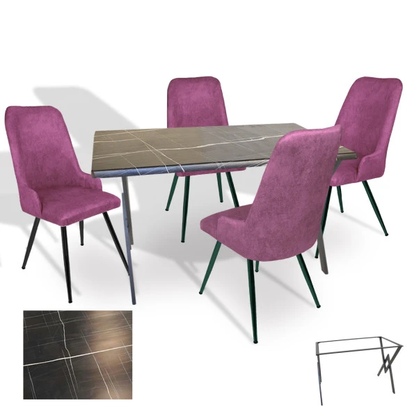 Anemon Werzalit - Çırağan Masa Takımı (80x120) - (Palazzo - Mor) ürün görseli