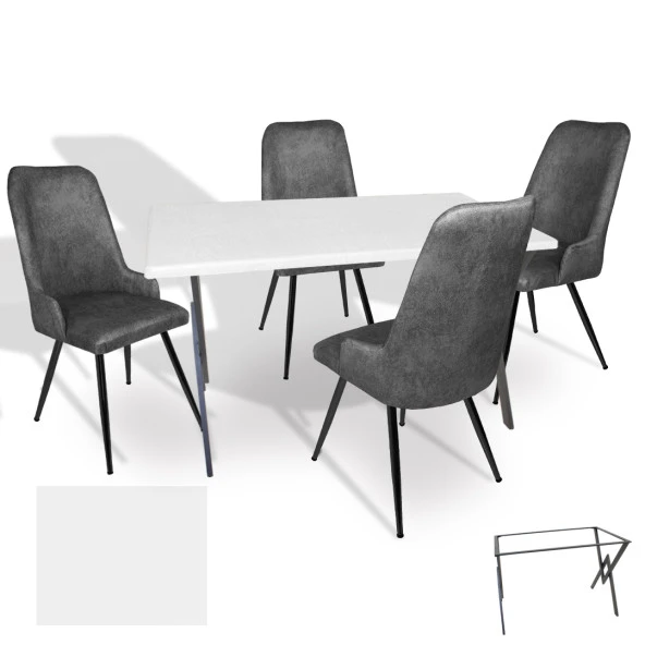 Anemon Werzalit - Çırağan Masa Takımı (80x120) - (Beyaz - Füme) ürün görseli