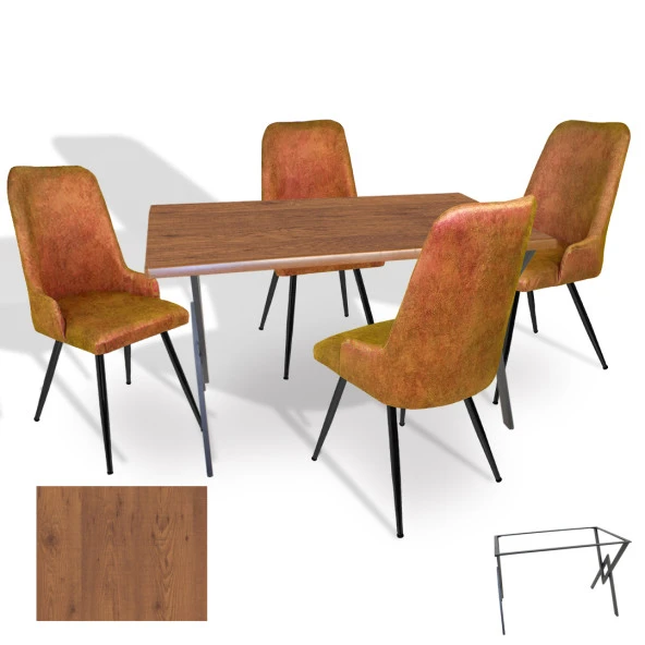 Anemon Werzalit - Çırağan Masa Takımı (80x120) - (Novagento - Kiremit) ürün görseli