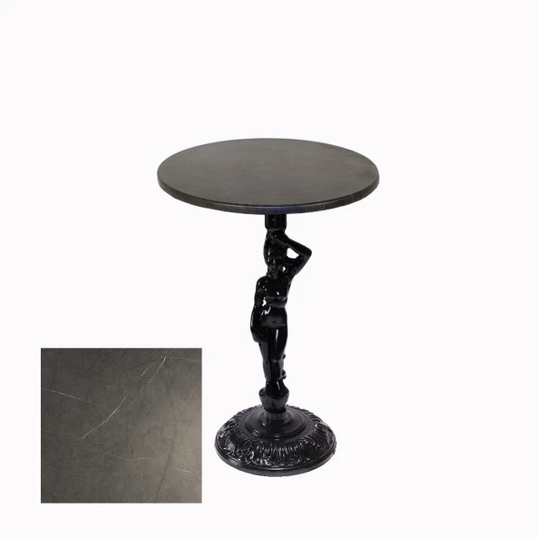 Bistro Döküm Masa (Çipa Angel Werzalit Yuvarlak Q 60cm)  - Grey Marble ürün görseli