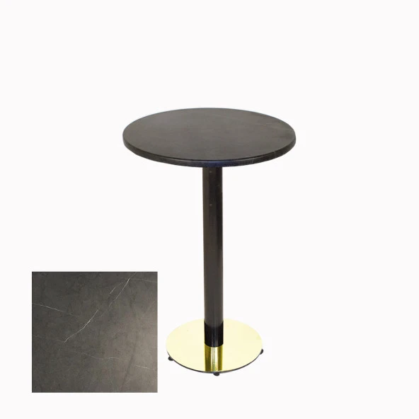 Bistro Masa (Karanfil Gold Werzalit Yuvarlak Q 70cm) - Grey Marble