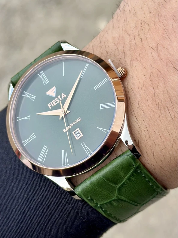 Fiesta Yeşil Kordon Erkek Kol Saati - Resim 5