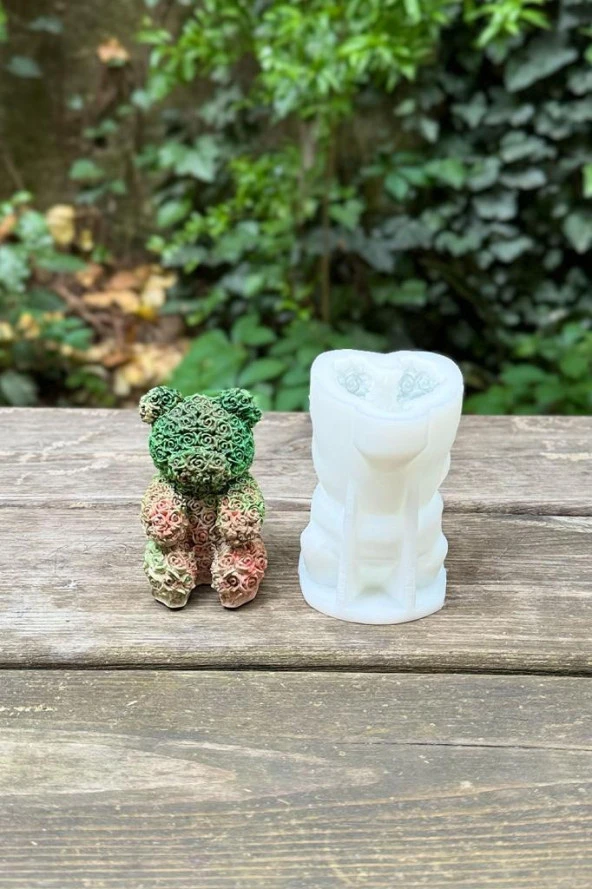 Rose Bear Tekli Silikon Mum Kalıbı - 2