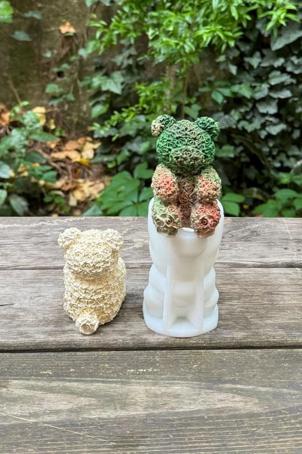 Rose Bear Tekli Silikon Mum Kalıbı - 4