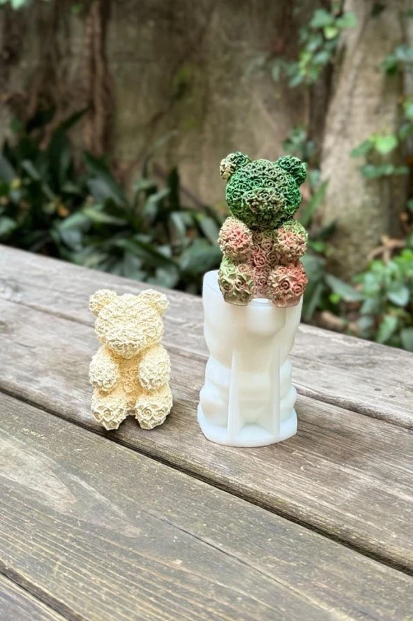 Rose Bear Tekli Silikon Mum Kalıbı - 5