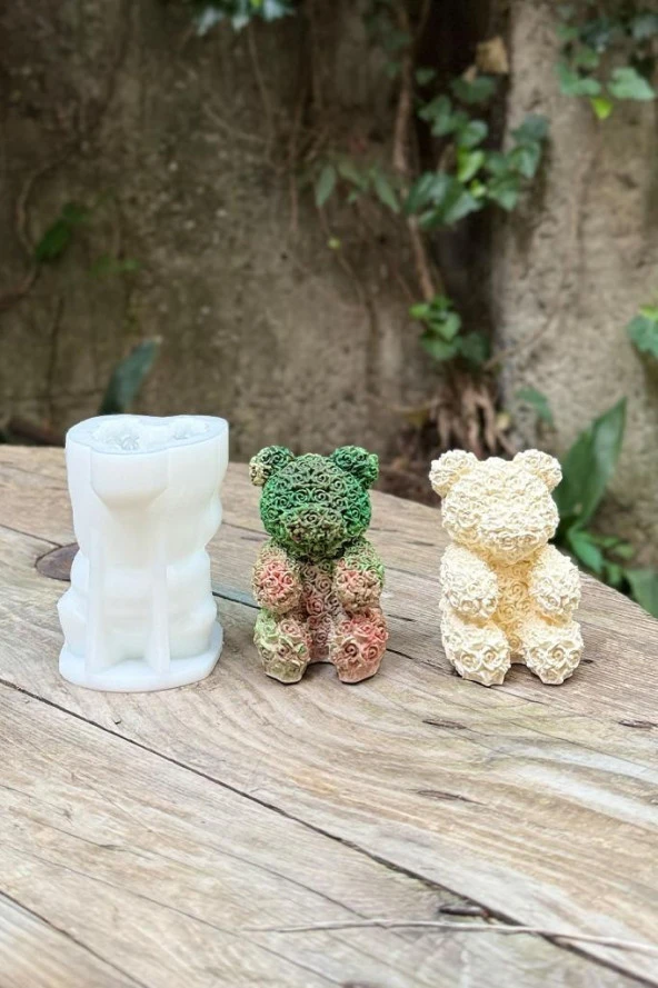Rose Bear Tekli Silikon Mum Kalıbı - 6