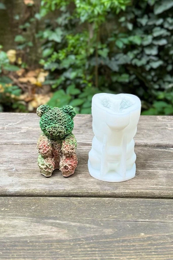 Rose Bear Tekli Silikon Mum Kalıbı - 7