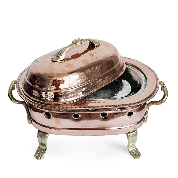 Shark Anatolia Közlü Kapaklı Bakır Kebaplık Sunum Tepsisi 30 cm - 3