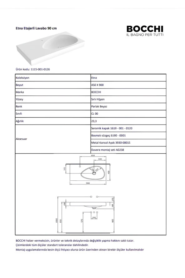 Bocchi Etna 90 Cm Etajerli Lavabo Parlak Beyaz - 2