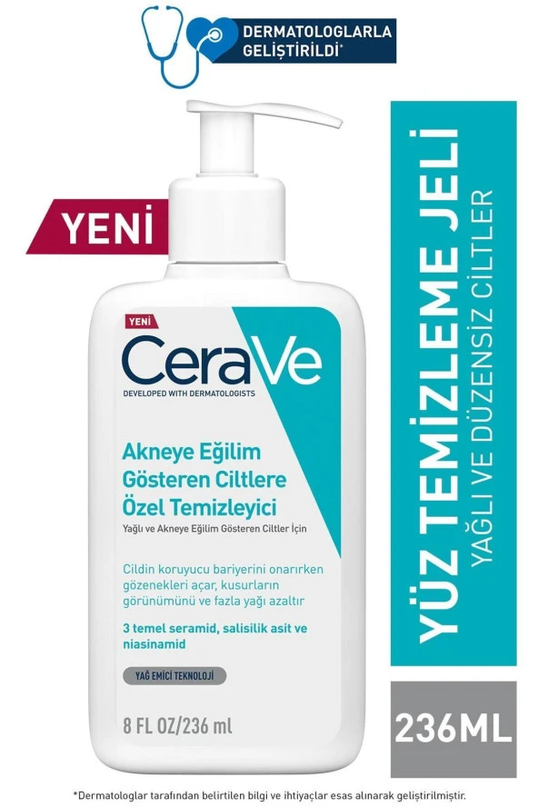 CeraVe Yağlı Ve Düzensiz Cilter Için Yüz Temizleme Jeli 236 ml