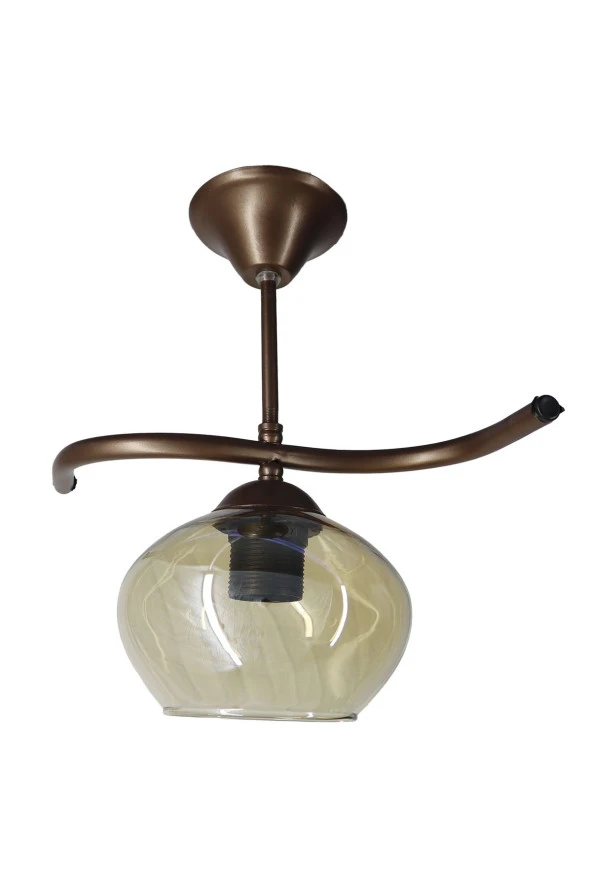 Mutu Ticaret Fuji Bronz Tekli Bal Yatsı Camlı Avize | Kaliteli Modern Metal Avize