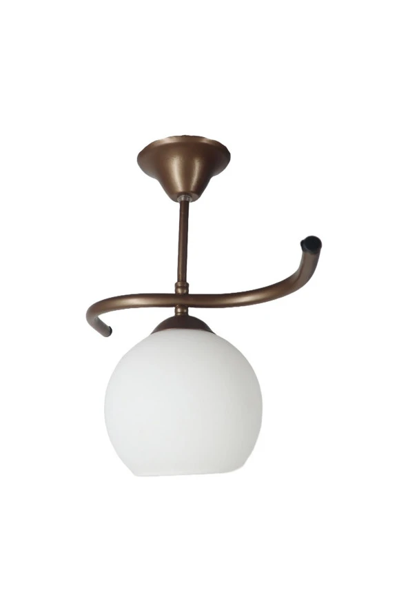 Mutu Ticaret Fuji Bronz Tekli Beyaz Camlı Avize | Kaliteli Modern Metal Avize