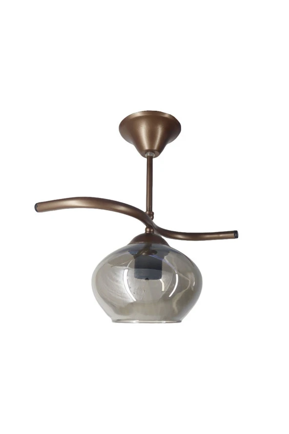 Mutu Ticaret Fuji Bronz Tekli Füme Yatsı Camlı Avize | Kaliteli Modern Metal Avize - 2