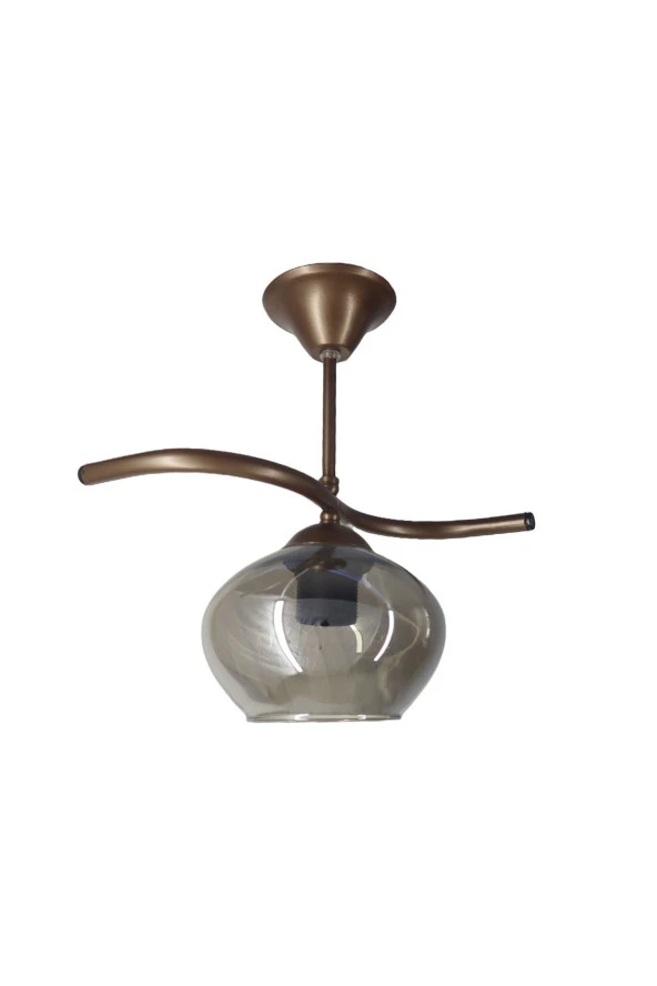 Mutu Ticaret Fuji Bronz Tekli Füme Yatsı Camlı Avize | Kaliteli Modern Metal Avize - 4