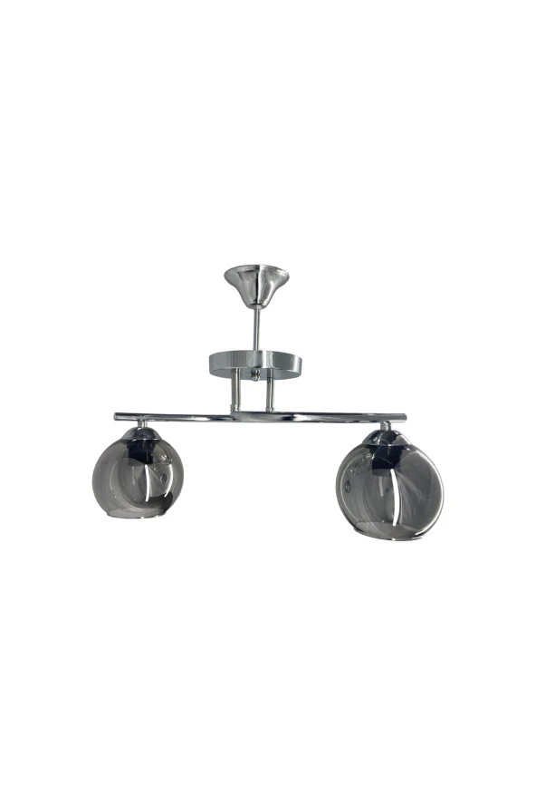 Mutu Ticaret Fuji Krom 2'li Füme Camlı Avize | Kaliteli Modern Metal Avize - 3