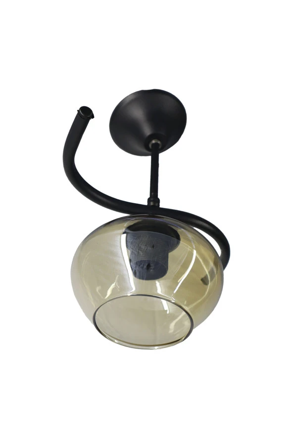 Mutu Ticaret Fuji Siyah Tekli Bal Yatsı Camlı Avize | Kaliteli Modern Metal Avize - 3