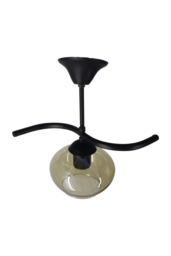 Mutu Ticaret Fuji Siyah Tekli Bal Yatsı Camlı Avize | Kaliteli Modern Metal Avize - 4