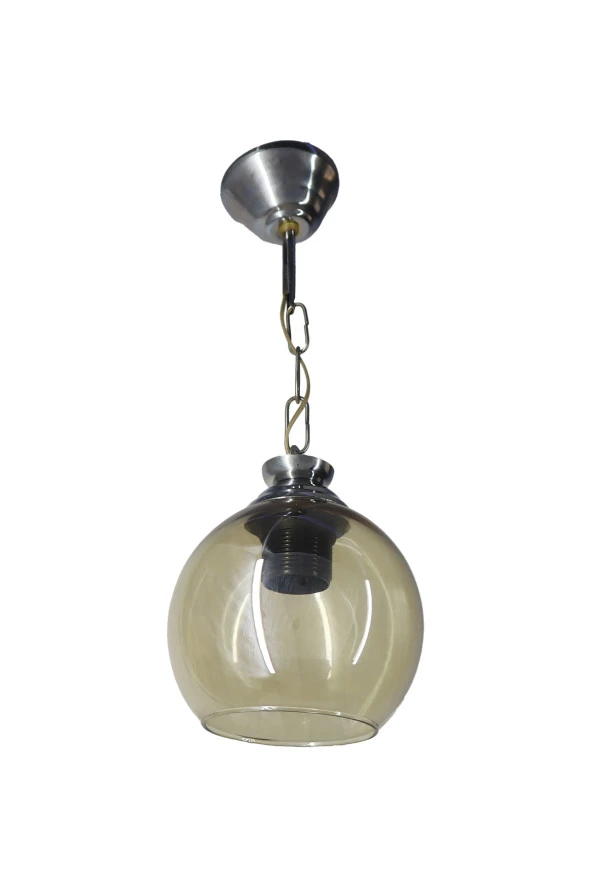 Mutu Ticaret Askı Krom Tekli Bal Camlı Avize | Kaliteli Modern Metal Avize - 2