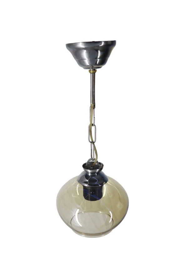 Mutu Ticaret Askı Krom Tekli Bal Yatsı Camlı Avize | Kaliteli Modern Metal Avize - 3