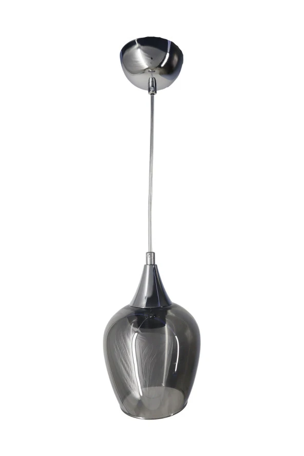 Mutu Ticaret Huni Krom Tekli Füme Camlı Avize | Kaliteli Modern Metal Avize - 1